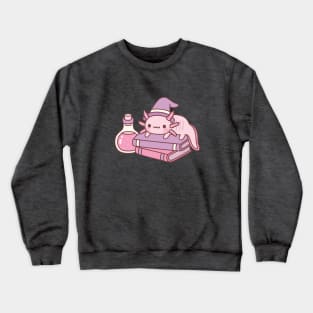 Cute Axolotl On Books Witches Familiar Crewneck Sweatshirt